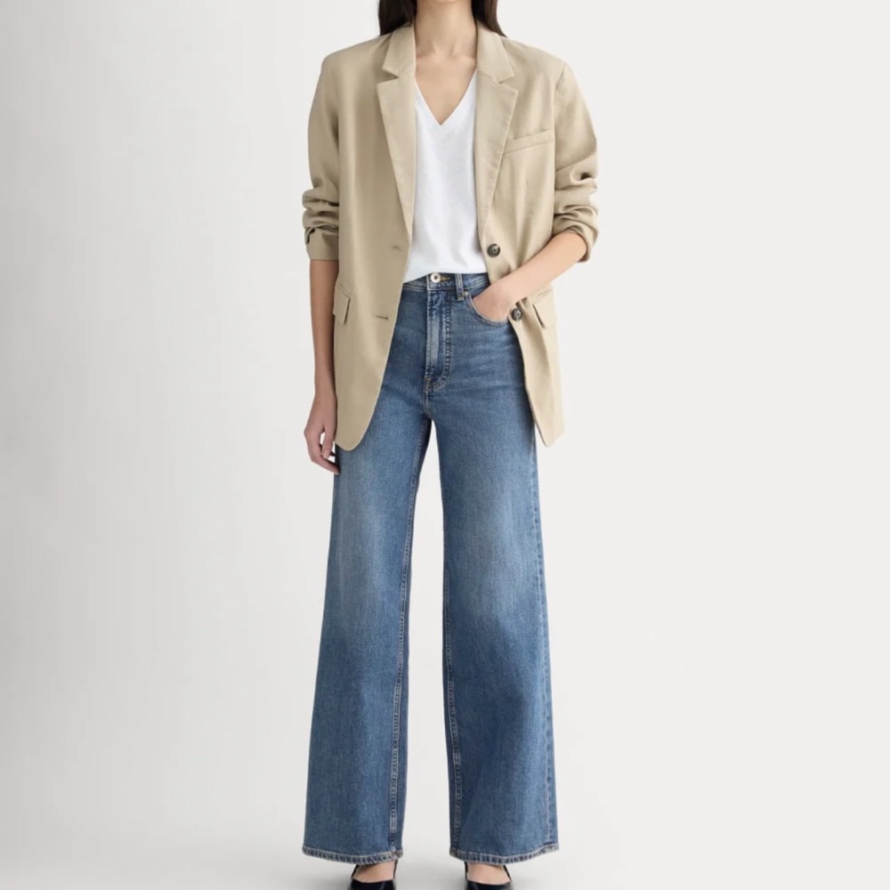 Everlane Way High Sailor Blue Jeans Wide Leg